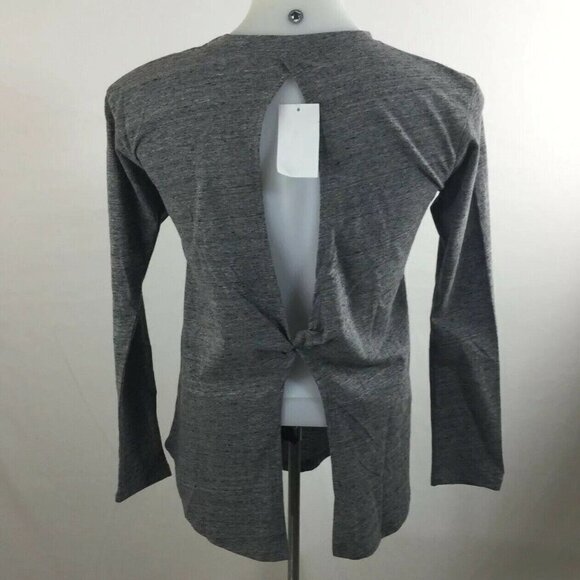 C&C California Womens sz Small S Padma Twisted Back T-shirt Gray Long Sleeve - Picture 2 of 11
